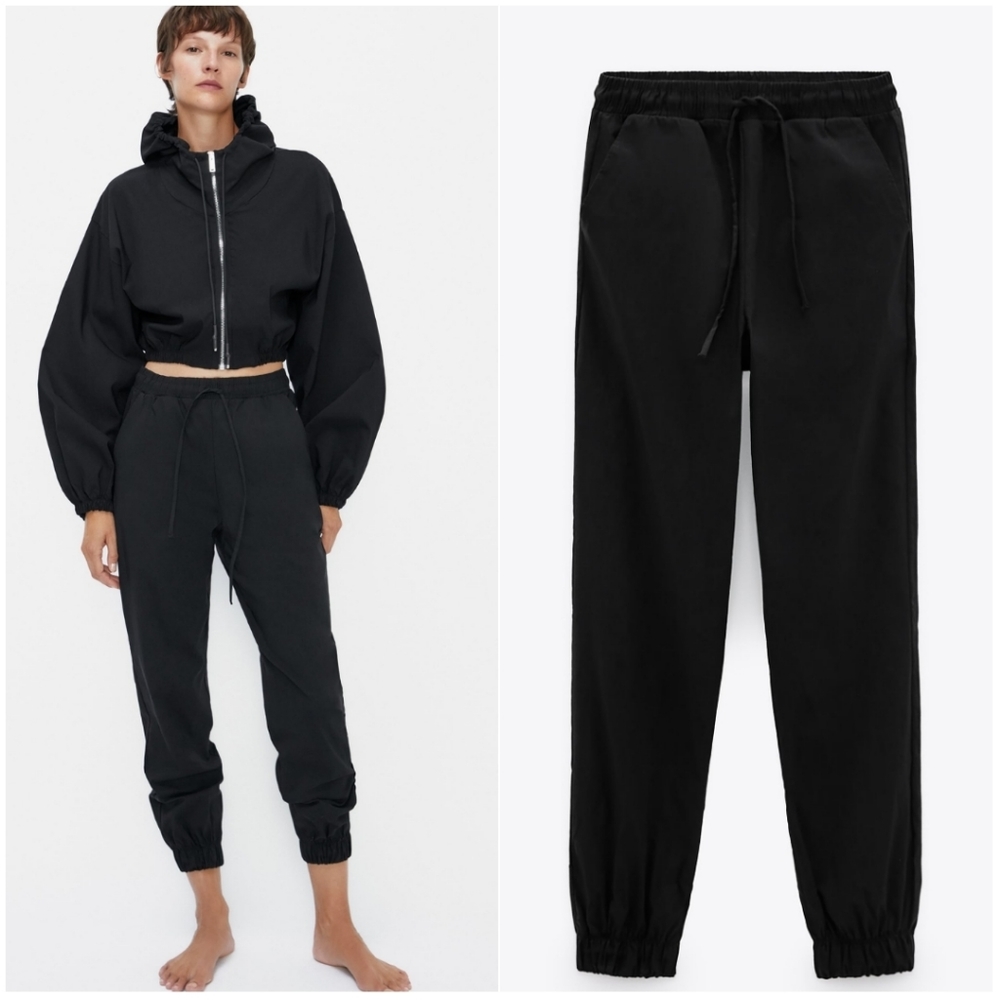 NWT ZARA | High-Waisted Jogger Pants Black